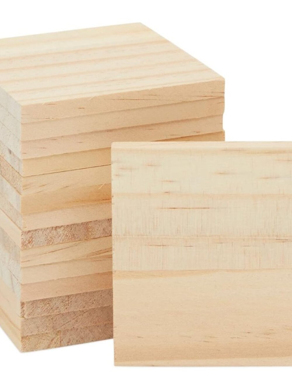 Unfinished Wood Squares - 3 x 3 in, 15 Pack, 1/4 in Thick - Wood Blanks for Carv